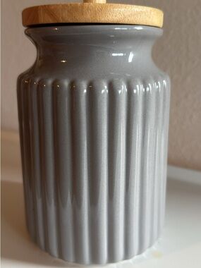 Storage Jar with Bamboo Lid - Gray